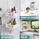 TAILI Shower Caddy Suction Cup 2 Pack, Heavy Duty Bathroom Organizer, Removable Shelves for Inside Shower, Shampoo, Waterproof Suction Plastic Storage for Bathroom Accessories Holder, White TAILI
