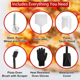 EDOSTORY Outdoor Pizza Oven, Wood Fired Pizza Oven for Outside, Patio Pizza Maker with Pizza Stone, Pizza Peel, Grill Rack, and Waterproof Cover for Backyard Camping EDOSTORY