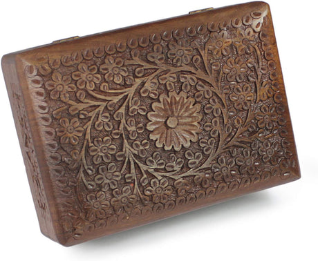 S.B.ARTS Premium Wooden Mini Jewellery Box Floral Design-Trinket Box for Ladies-Jewellery Storage Case-Antique Look-Traditionally Handcrafted-Home Decor Accessories-Ideal Gift for Wome, Girls, Style5 S.B.ARTS