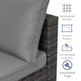 XTWEEX 7-Piece Outdoor Rattan Sectional Sofa Set, Wicker Patio Furniture with Coffee Table, Grey Cushions, Patio Conversation Set for Your Villa, Balcony, Porch, Backyard XTWEEX