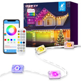 POOFZY Permanent Outdoor Lights for House, 200ft RGB+IC Smart Outdoor Decor, 50 Scene Modes, App/Remote Control, IP68 Waterproof, for Christmas, Holiday, Daily & Pool Party Decor, House Roof Lighting POOFZY