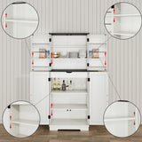 Kitchen Pantry Storage Cabinet,72" Freestanding Cupboard with 4 Barn Doors,Drawer and Adjustable Shelves,Wood Food Pantry for Kitchen, Dining Room, Bathroom,White Vipbear