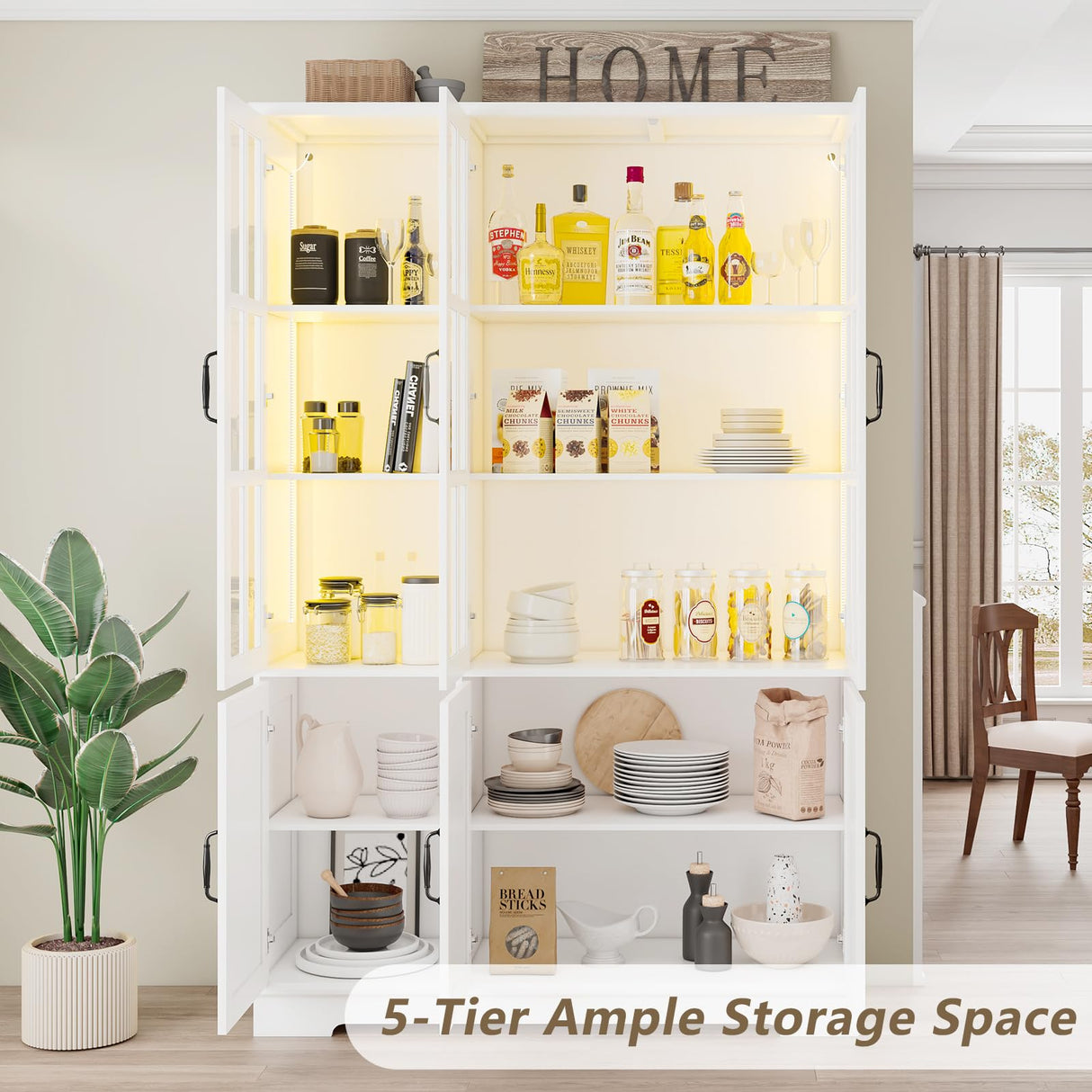 LUXOAK 71" LED Storage Cabinet Set - Versatile Display & Organiser with Adjustable Shelves in White LUXOAK