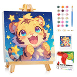 XTCIXAL Paint by Numbers Kit for Kids with Frame, Tiger Paint by Number Kids Age 5-8-12, Paint by Number with Frame for Gifts and Home Decor 8X8 Inch XTCIXAL