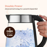 Speed-Boil Electric Kettle For Coffee & Tea - 1.7L Water Boiler 1500W, Borosilicate Glass, Easy Clean Wide Opening, Auto Shut-Off, Cool Touch Handle, LED Light. 360° Rotation, Boil Dry Protection Peach Street