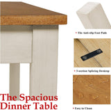 PLAUIN 7-Piece Farmhouse Dining Table Set with 6 Chairs - Solid Wood Kitchen Table Perfect for Small Space, Dining Room & Office, Rustic Cream PLAUIN