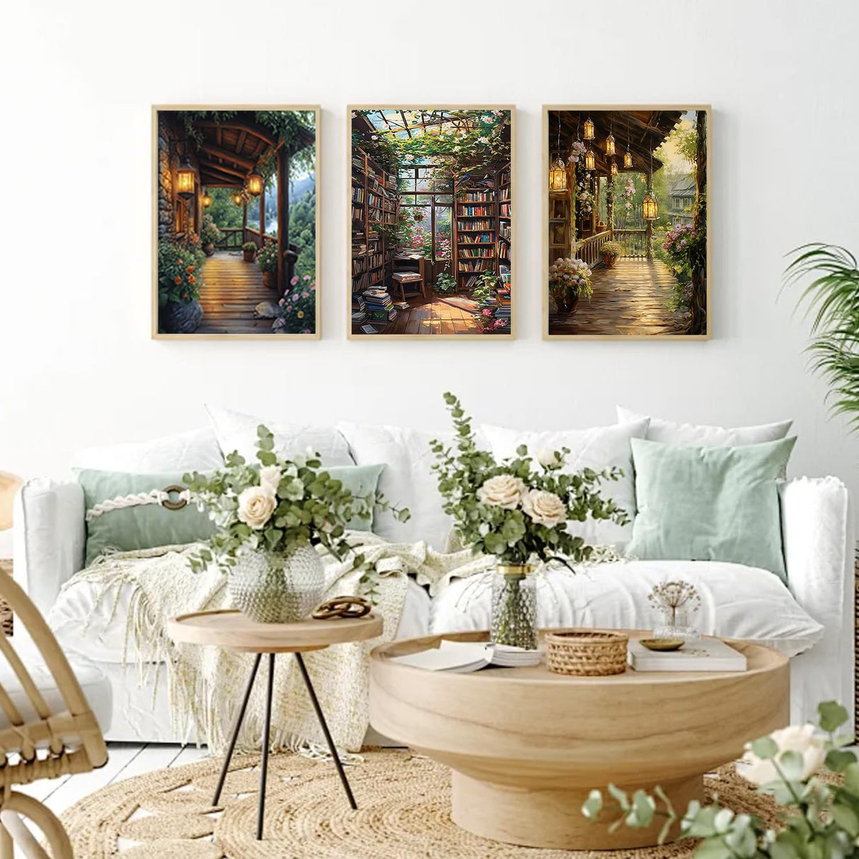 Paint by Numbers for Adults and Kids Beginner, 3 Pack Garden Book Flowers Painting by Number Kits On Canvas, Number Artist Paint by Number Kit DIY Oil Painting Acrylic Paints, Home Wall Decor 12x16in Fairyland JinWenn