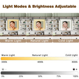 White Vanity with 4 Drawers & Shelves, 42.1'' Farmhouse Makeup Vanity Desk Featuring a Sliding Mirror and Lights, a Rustic Big Vanity Set Suitable for The Bedroom. wanan