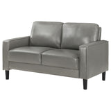 Coaster Home Furnishings - Ruth - Faux Leather - Upholstered Loveseat with Track Arms, Foam-Filled Cushions, and Straight Tapered Legs - Living Room - Gray - 508366 Coaster Fine Furniture