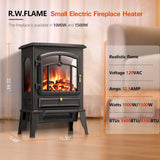 R.W.FLAME Electric Fireplace Stove Heater with Thermostat Control, 15" Cathedral Stylish Small Fireplace Heater, 3D Realistic Flame Effects, Adjustable Heating Mode, Overheating Safe Design R.W.FLAME