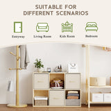 EXPERLAM 6 Cube Storage Organizer - Solid Wood Bookshelf with 3 Storage Bins, Cube Shelf with 2 Removable Back Panels, Vertical or Horizontal Bookcase, Open Book Shelf for Bedroom, Living Room, Office EXPERLAM