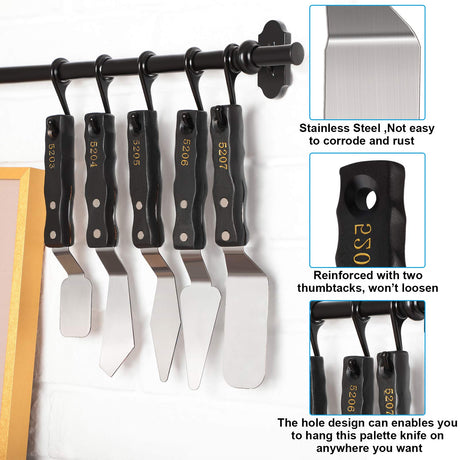 5 Pieces Large Painting Knife Set Pallet Knife Set Scraper Stainless Steel Spatula Palette Oil Painting Accessories Tools for Color Mixing Acrylic Mixing Supplies Honoson