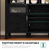 YITAHOME 55'' Farmhouse Buffet Cabinet with Storage, Large Sideboard Cabinet with 2 Doors & Open Storage, Versatile Coffee Bar Table for Kitchen & Living Room (Black) YITAHOME