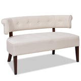 Jennifer Taylor Home Jared Roll Arm Upholstered Tufted Entryway Bench with Back Settee Jennifer Taylor Home
