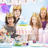 MGZTTHW Gold Paper Crown Set for Kids, DIY Crown Kit with Jewels Gem Number Letter Stickers for Birthday Party Decor and Craft Projects, 15 Pcs Adjustable Crown Hats in 5 Styles MGZTTHW