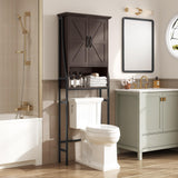 MXARLTR Over The Toilet Rack for Bathroom, Over The Toilet Storage Cabinet, Over Toilet Bathroom Organizer with Double Barn Doors Space Saver Rack Above Toilet Storage Cabinet (Espresso) MXARLTR