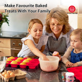 Redfly 2 Pack Silicone Muffin Pan for Baking, Silicone Cupcake Pan, Silicone Molds for Baking, Muffin Tin 12 Cup Regular Size, Silicone Cupcake Mold, BPA Free Silicone Muffin Cups, Silicone Egg Molds Redfly