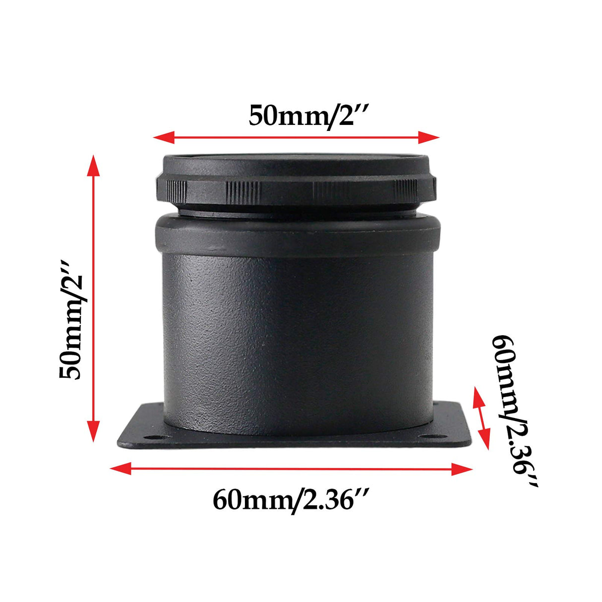 Kyuionty Set of 4 Stainless Steel Furniture Legs 2 Inch, Adjustable Round Cabinet Legs 2" Dia Kitchen Feet, Metal Replacement Legs for Cabinet Sofa Couch Shelves Table (Black) Kyuionty