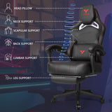 Waleaf Big and Tall Gaming Chair for Adults with Footrest, 400lbs Weight Capacity Video Game Chairs for Office, Ergonomic Computer Gaming Chair with Lumbar Support and Headrest (Red) Waleaf