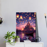 JOOZ Paint by Numbers Kit for Adults with Frame, Castle Paint by Number with Easel, DIY Sunset Boat Easy Paint by Numbers Landscape for Home Wall Decor 8 x 12 Inch JOOZ