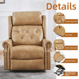RUTOX Large Power Lift Recliner Chair for Elderly, Oversized Lay Flat Lift Chair with Adjustable Headrest, Leather Recliner Chairs with Massage and Heat, Infinite Position,Extended Footrest,Beige RUTOX