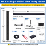 Muzata 19'6"-26' Complete Black Cable Railing Kit 36 Inch Cable Railing System for Decks with Post Handrail Length Adjustable Easy DIY with User Guide Complete Set RCS2 BH4S Muzata