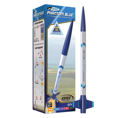 Estes 2483 Phantom Blue Rocket-Building Kit, Beginner Flying-Rocket-Model Kit for Ages 10+