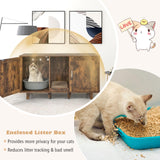 Tangkula Double Cat Litter Box Enclosure for 2 Cats, Large Stackable Hidden Privacy Cat Washroom Cabinet with Scratching Board, Indoor Cat House TV Stand, Litter Box Furniture (Rustic Brown) Tangkula