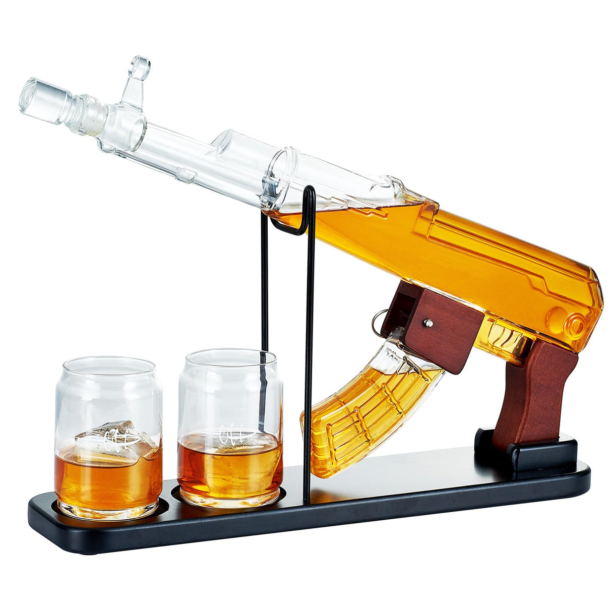 Birthday Gifts for Men Dad, Kollea Whiskey Decanter Sets for Men - Gun Decanter, Detachable Magazine & 2 Bullet Shot Glasses, Liquor Dispenser for Bar, Anniversary Military Alcohol Present for Brother Kollea