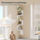 HOOBRO Corner Shelf Wall-Mounted, Set of 2 Floating Corner Shelves for Wall, 5-Tier Corner Bookshelves for Living Room, Bedroom, Bathroom, Home Office, White WT26BJP201 HOOBRO
