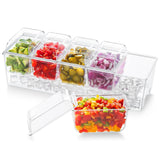 Lifewit Ice Chilled Condiment Caddy with 5 Containers(2.5 cup), Condiment Server with Separate Lids, Serving Tray Platter with Removable Dishes for Bar Accessories, Fruit, Salad, Taco, Party Garnish Lifewit