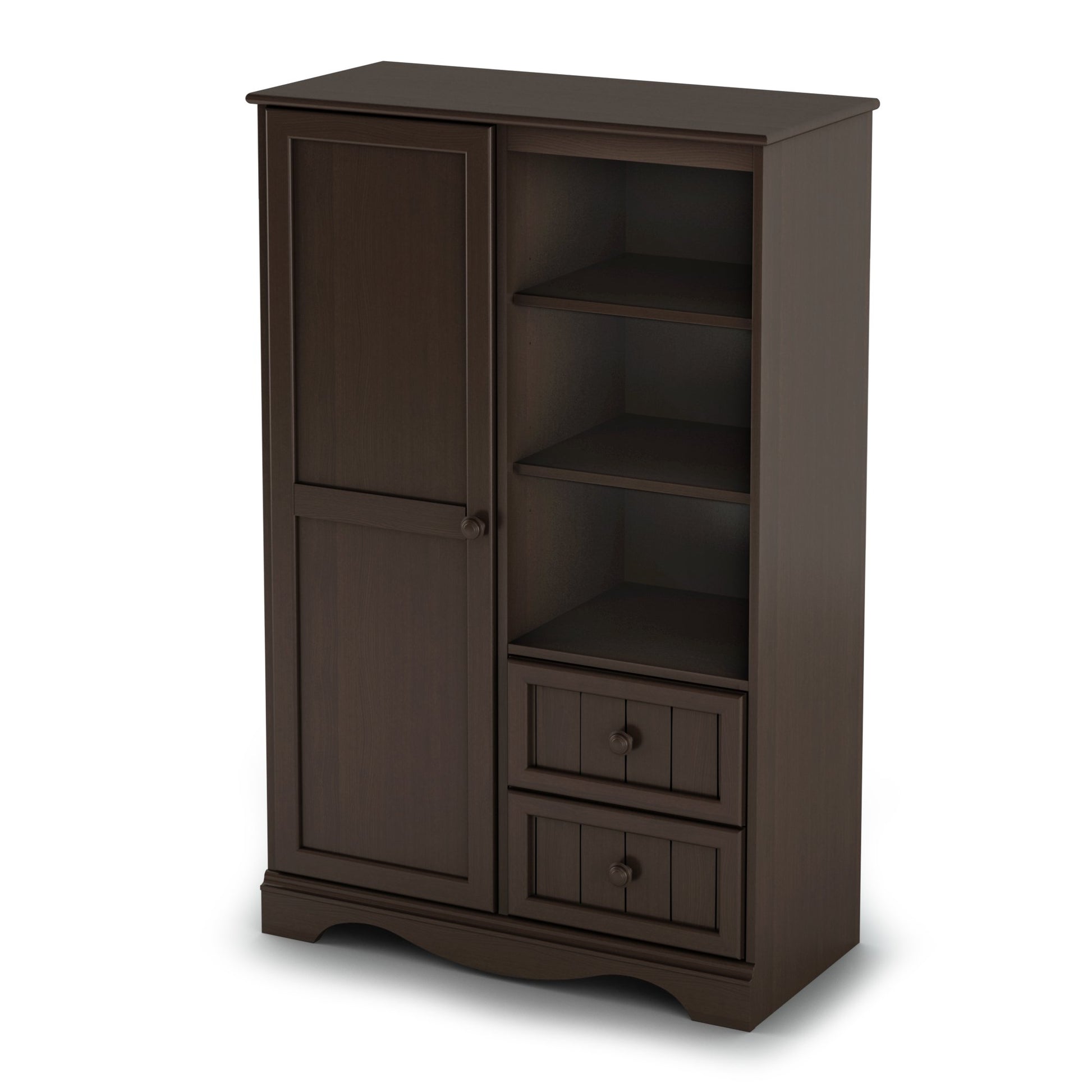 South Shore 1-Door Armoire with Adjustable Shelves and Storage Drawers, Espresso - WoodArtSupply