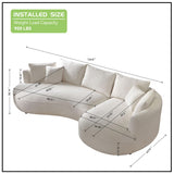 KEVINSPACE 124.8" Curved Sofa Modern Curved Couch Living Room Modular Sectional Sofa Set 4 Seat Cream Sofa Mid Century Upholstered Couch Boucle Fabric Sofa for Bedroom Apartment Right Hand Facing KEVINSPACE