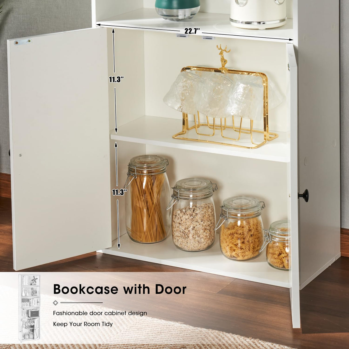 oneinmil 6 Tier Bookshelves and Bookcase with Doors Industrial Set of 2 Double Wide Floor Standing Book Shelf 71" Tall Display Shelves Bookshelf with Storage Cabinets for Living Room White oneinmil