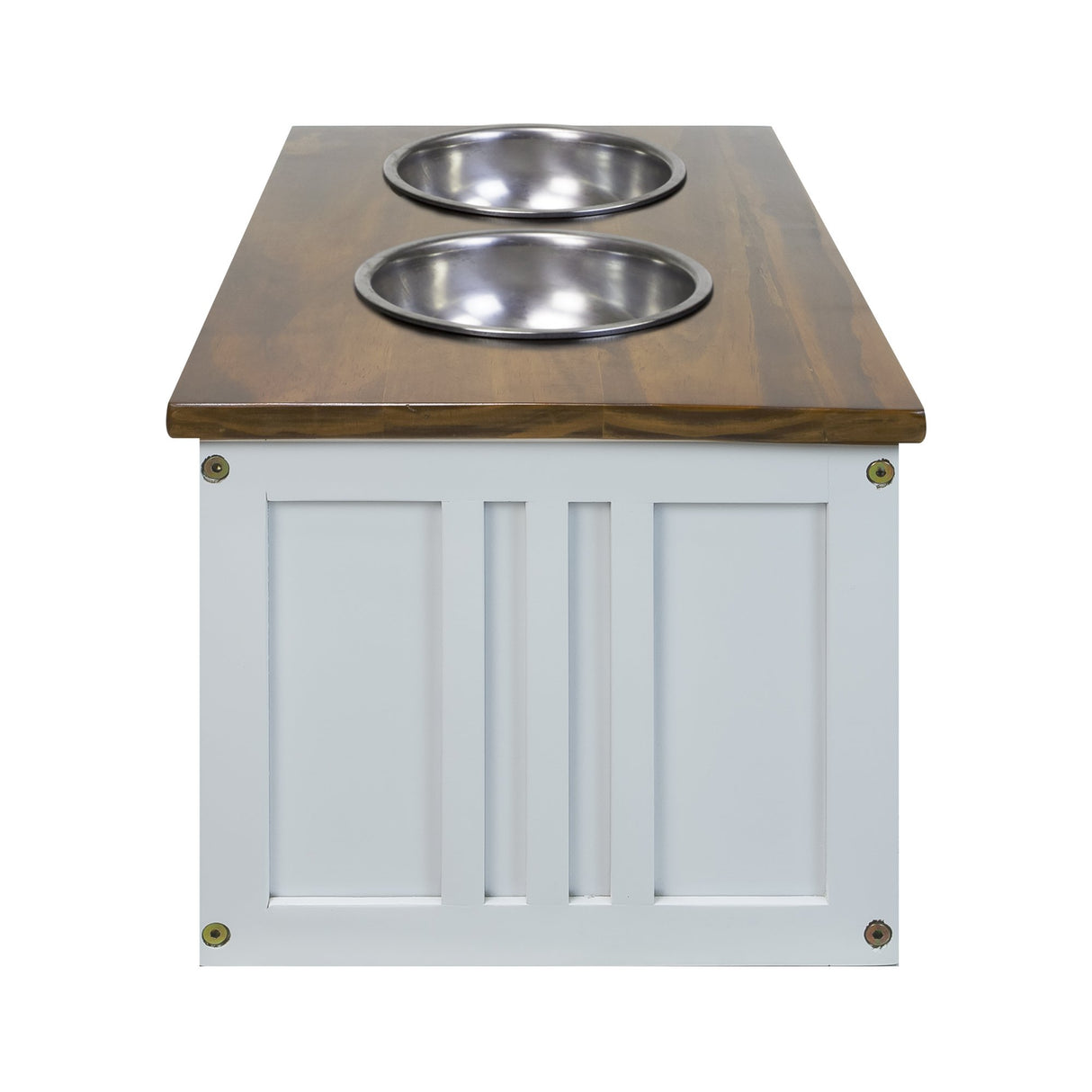 Casual Home 603-15 Wooden Storage Stand Pet Feeder, Two-Tone (Warm Brown, White), One Size Casual Home