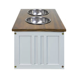 Casual Home 603-15 Wooden Storage Stand Pet Feeder, Two-Tone (Warm Brown, White), One Size Casual Home