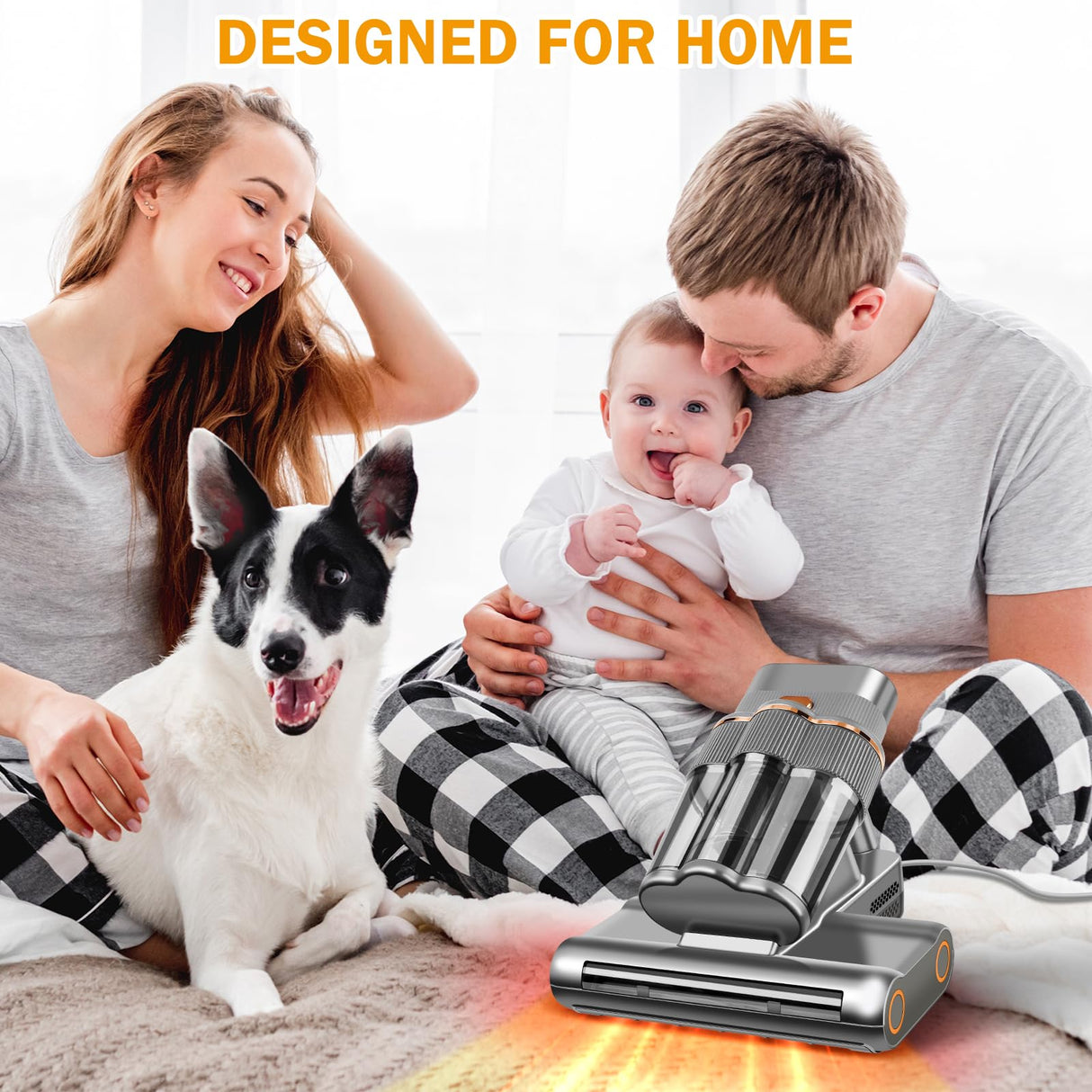 DAVANPAL Powerful Mattress Vacuum Cleaner,Handheld Bed Vacuum with UV-C Light, 16Kpa Strong Suction, 30000 RPM Dual Drum Brushes, 140°F Hot Air & Ultrasonic Tech, 500W Corded for Quick Dust Removal DAVANPAL