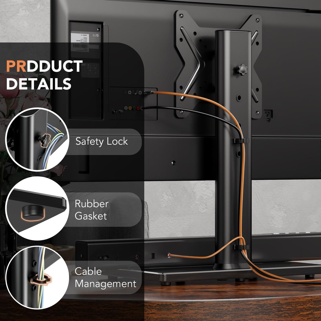 Universal Swivel TV /Table Top TV Stand for 19 to 43 inch TVs with 90 Degree Swivel, 4 Level Height Adjustable, Heavy Duty Tempered Glass Base, Holds up to 99LBS HT02B-001 Hemudu