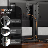 Universal Swivel TV /Table Top TV Stand for 19 to 43 inch TVs with 90 Degree Swivel, 4 Level Height Adjustable, Heavy Duty Tempered Glass Base, Holds up to 99LBS HT02B-001 Hemudu