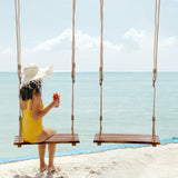 Hollowfly 2 Pcs Wood Swing Seat Carbonized Hanging Wood Tree Swing Adjustable Anticorrosive Waterproof Wooden Swing 440lbs Load for Adult Kids Indoor Outdoor Backyard Play, 24 x 6.3 x 1.42 Inch Hollowfly