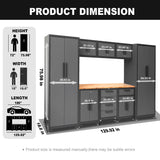 TCE Storage System, 9-Pcs Workshop Set, Included Steel Drawers Rolling Chest, Heavy Duty 9Pcs Metal Cabinets, Perfect for Organizing Garage and Tools, Black/Grey TCE