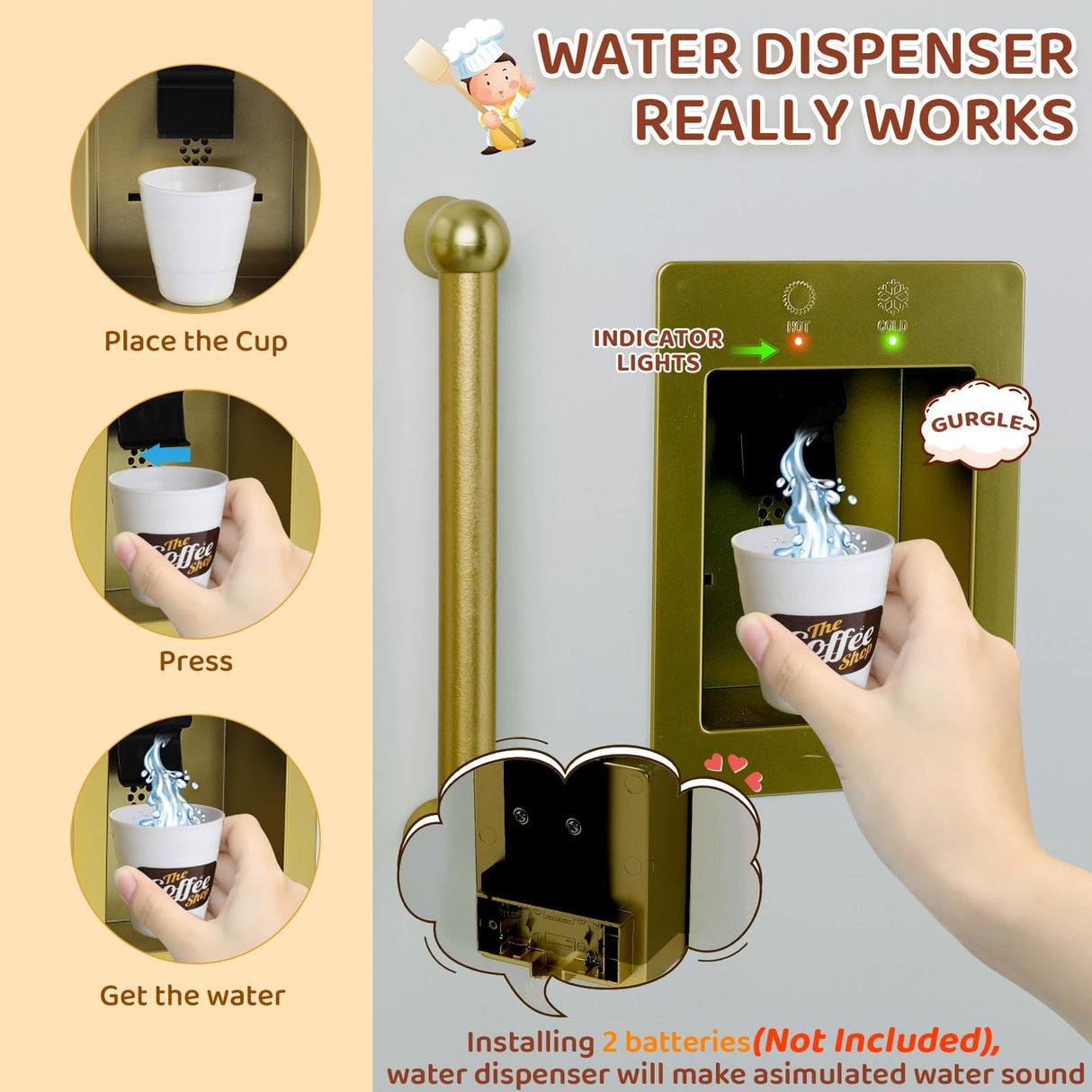 MAMIZO Corner Play Kitchen for Kids, Wooden Pretend Toy Kitchen, Large Toodler Cooking Playset w/Refrigerator, Stove w/Light & Sound, Disinfection Locker, Water Dispenser, Sink, Home Modern (Gray) MAMIZO