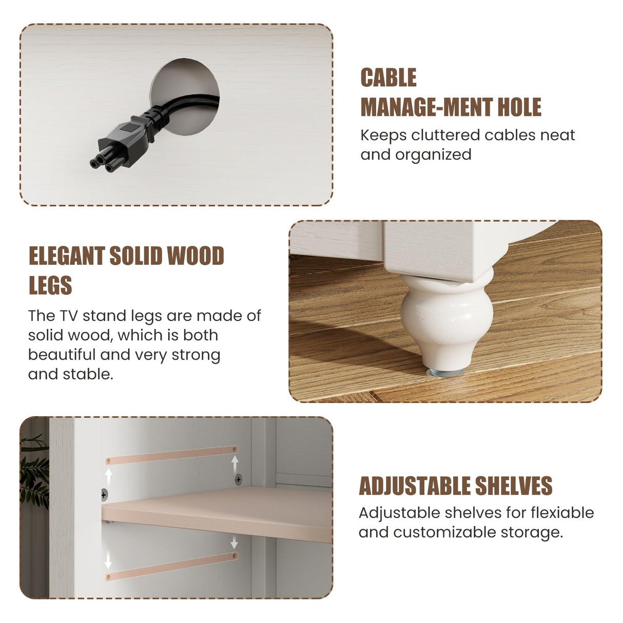 Farmhouse TV Stand for 65 75 Inch TV, 32" Tall Entertainment Center with Storage Cabinets and Barn Door, White Console Table with 3 Open storage shelve, Wood TV Console Table for Living Room, Bedroom ALLSTAND