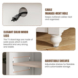 Farmhouse TV Stand for 65 75 Inch TV, 32" Tall Entertainment Center with Storage Cabinets and Barn Door, White Console Table with 3 Open storage shelve, Wood TV Console Table for Living Room, Bedroom ALLSTAND