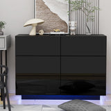 UEV LED 6 Drawer Dresser,White Dresser for Bedroom with Light,Chest of Drawers with High Glossy finsh for Bedroom,Living Room,Entryway(Black) UEV