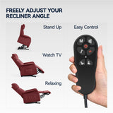 OKUP Power Lift Recliner Chair with Massage and Heat for Elderly, Electric Recliner Chairs for Adults with Side Pocket Remote Control, Infinite Position, Fabric (Burgundy) OKUP