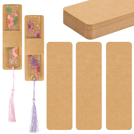 50 Pack Resin Bookmark Holder, 5.9 x 1.8 Inches Kraft Bookmark Sleeves Acrylic Bookmark Packaging Case Sublimation Bookmark Blank Sleeves for Display Wrapping Packaging Supplies Party Favor Gift Mozeat Lens