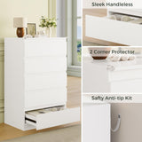 OtterOasis White Wood Dresser for Bedroom, 5 Drawer for Clothes Storage, Modern Dresser with Wide Drawers, Wide Wooden Chest Drawers for Living Room, Entryway, TV Stand OtterOasis