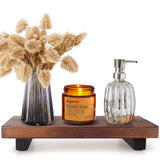 Farmhouse Wooden Bathroom Tray Small Kitchen Countertop Trays Decorative Wood Riser Pedestal Stand Dish Soap Dispenser Holder for Kitchen Counter Bathroom Sink Organizer Accessories Decor Vanity Tray Ayiaren