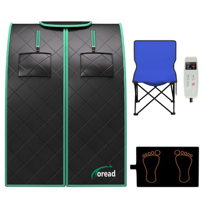 TOREAD Portable Far Infrared Sauna, 1 Person Full Body Sauna Tent with Heating Foot Pad & Folding Chair, Sauna for Infrared Home Spa, Time & Temp Remote Control (L 27.6’’ x W 31.5’’ x H 38.6’’)